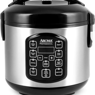 AROMA Professional Digital Rice Cooker, Multicooker, 4-Cup (Uncooked) / 8-Cup (Cooked), Steamer, Slow Cooker, Oatmeal Cooker, STS, Auto Keep Warm, 2 Qt, Stainless Steel Exterior, ARC-954SBD
