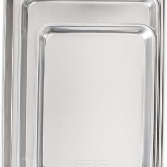 Nordic Ware Naturals 3 Piece Set - USA Made Aluminum Commercial Quality Sheet Pan for Baking or Roasting, Encapsulated Galvanized Steel Rim Prevents Warping; Half Sheet, Jelly Roll and Quarter Sheet